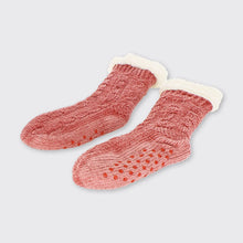 Load image into Gallery viewer, Millie Mae Chenille Slipper Socks Salmon Pink
