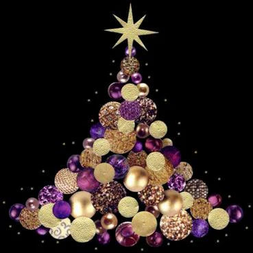 Christmas Gold & Purple Tree Card Pack