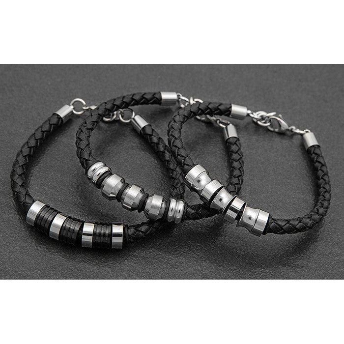 EQ For Men Stainless Steel & Leather Bracelet