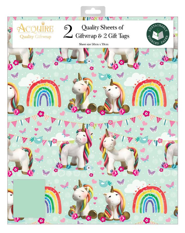 Gift Wrap Pack Rainbow Unicorn