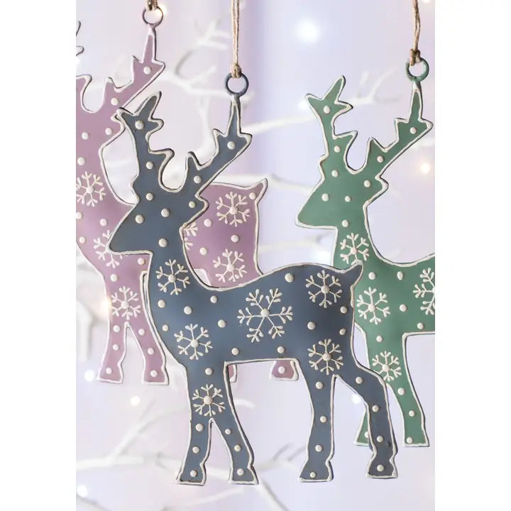 Hand Painted Metal Reindeer Decoration