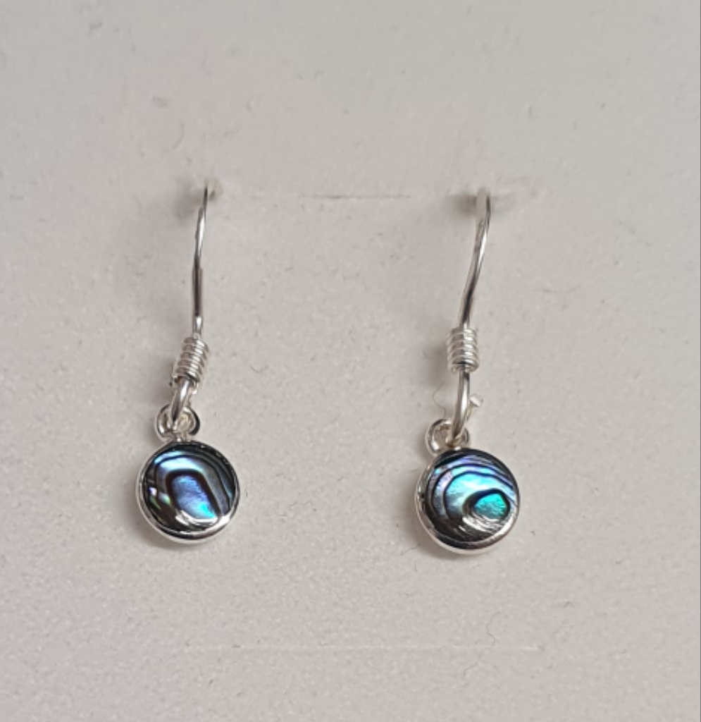 Sterling Silver Tiny Circle Earrings Abalone