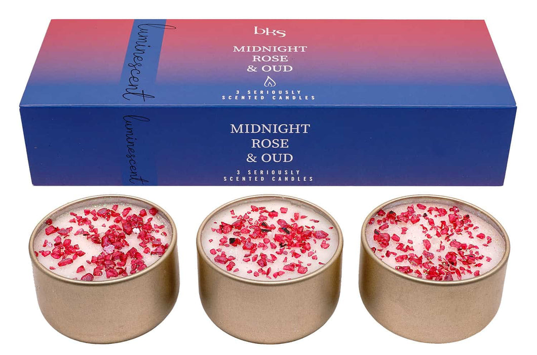 Luminescent Tea Light Trio Midnight Rose & Oud