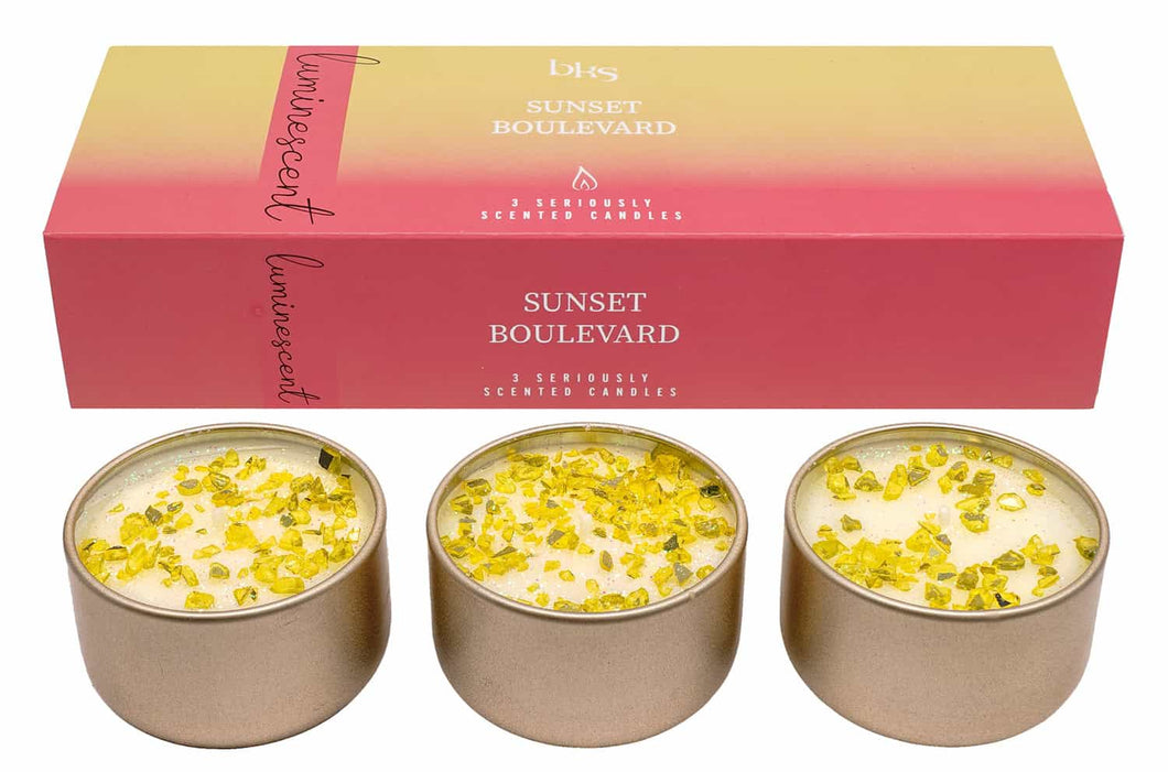 Luminescent Tea Light Trio Sunset Boulevard