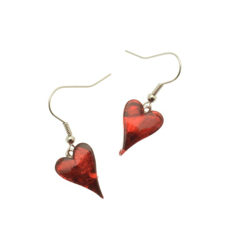 Miss Milly Red Resin Heart Earrings