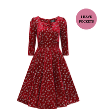 Load image into Gallery viewer, Paris Sparkle Red Swing Dress
