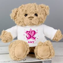 Load image into Gallery viewer, Personalised Age &amp; Name Teddy Pink
