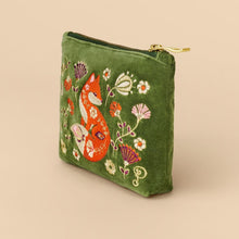 Load image into Gallery viewer, Powder Velvet Mini Zip Pouch Fox
