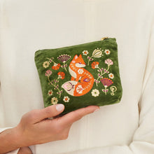 Load image into Gallery viewer, Powder Velvet Mini Zip Pouch Fox
