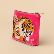 Load image into Gallery viewer, Powder Velvet Mini Zip Pouch Tiger
