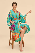 Load image into Gallery viewer, Powder Hummingbird Turquoise Kimono Gown
