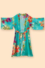 Load image into Gallery viewer, Powder Hummingbird Turquoise Kimono Gown
