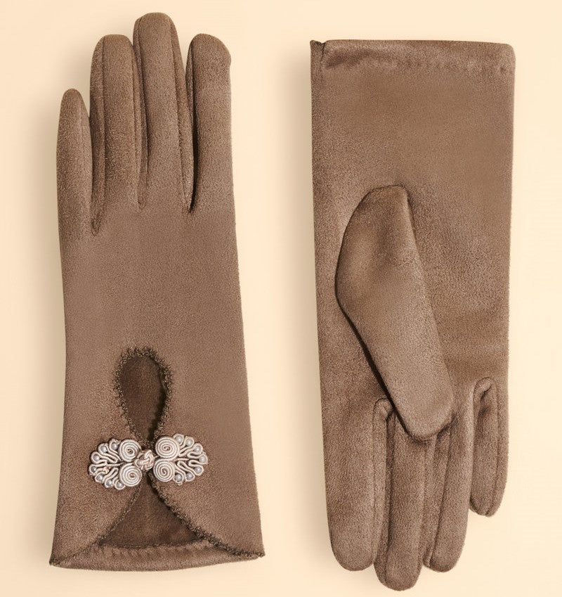 Powder Suki Faux Suede Gloves Stone