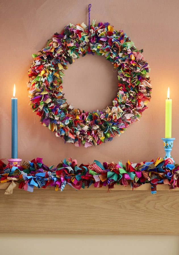 Recycled Sari Wreath Round