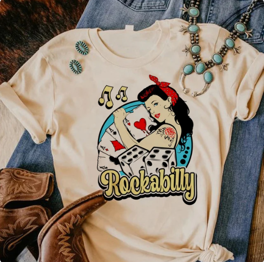 Rockabilly Dice Vintage Style T Shirt