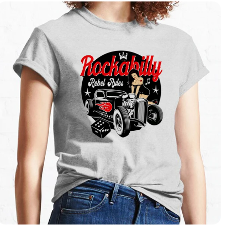 Rockabilly Hot Rod Grey Vintage Style T Shirt