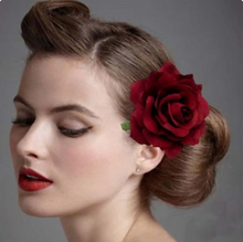 Load image into Gallery viewer, Rose Flower Hair Clip Dark Red

