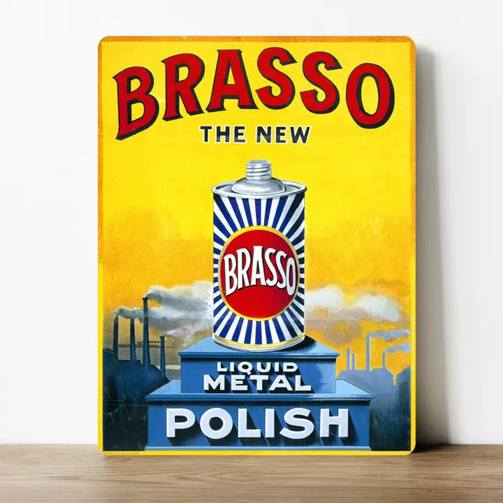 Vintage Small Sign Brasso Yellow