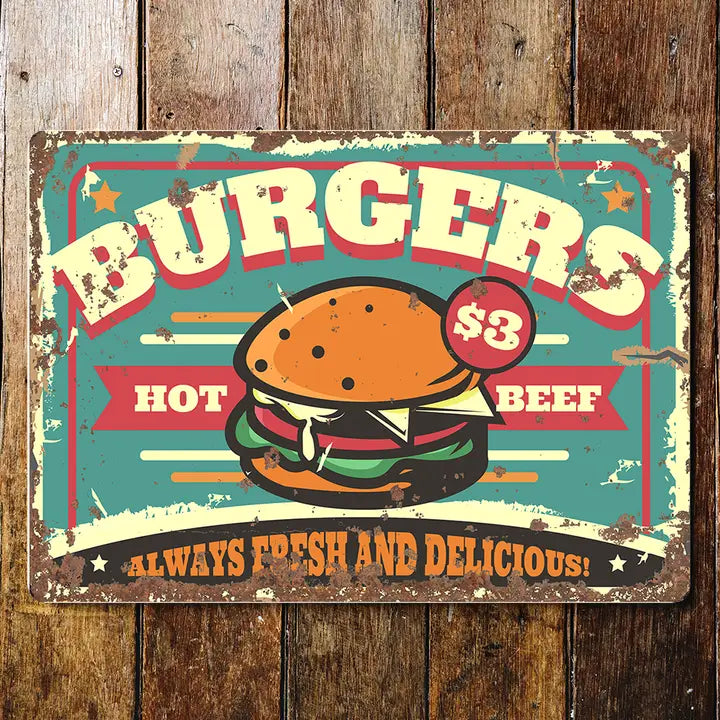 Vintage Small Sign Burgers