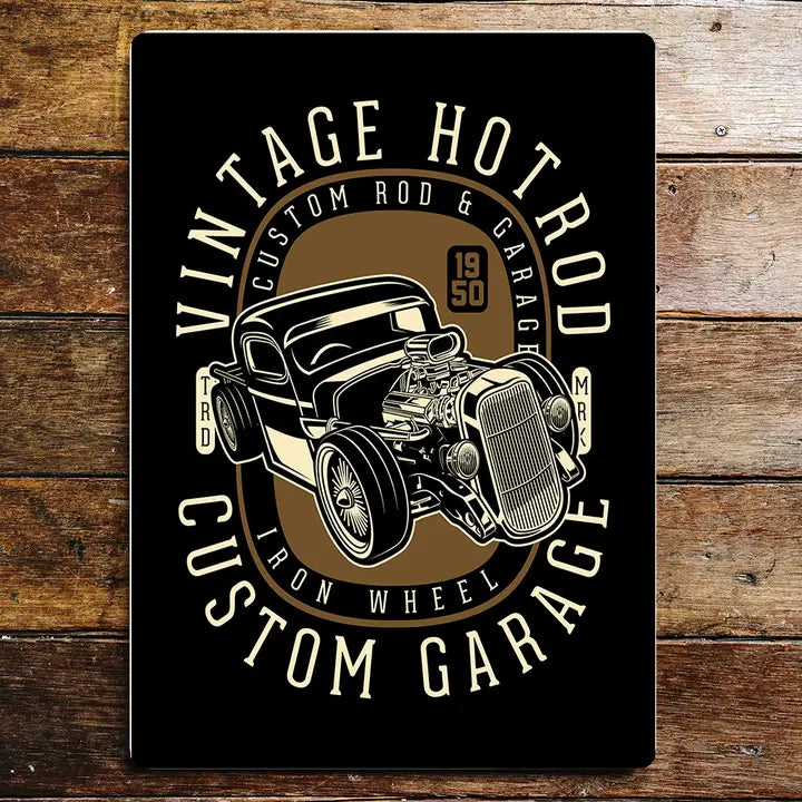 Vintage Small Sign Hotrod Custom Garage