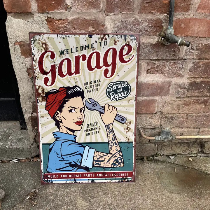 Vintage Small Sign Welcome To The Garage