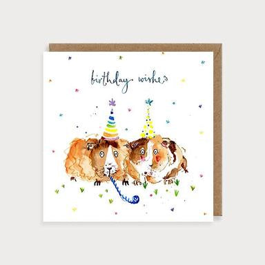 Watercolour Birthday Wishes Guinea Pigs Card – Aurelie and Rose