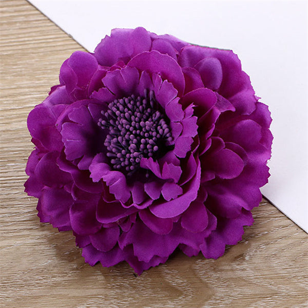 Peony Flower Hair Clip Purple