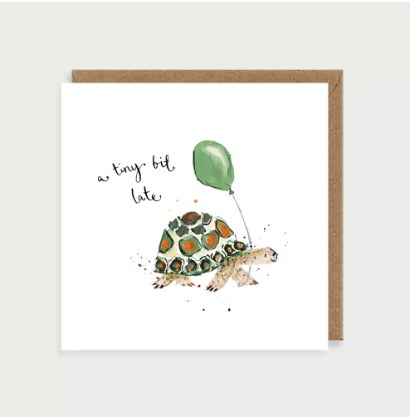 Watercolour Tiny Bit Late Tortoise Card